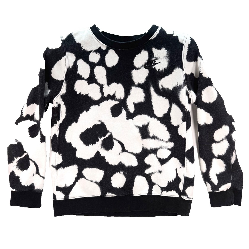 Nike‎ Unisex Kids Size L Crewneck Sweatshirt Animal Print Black White